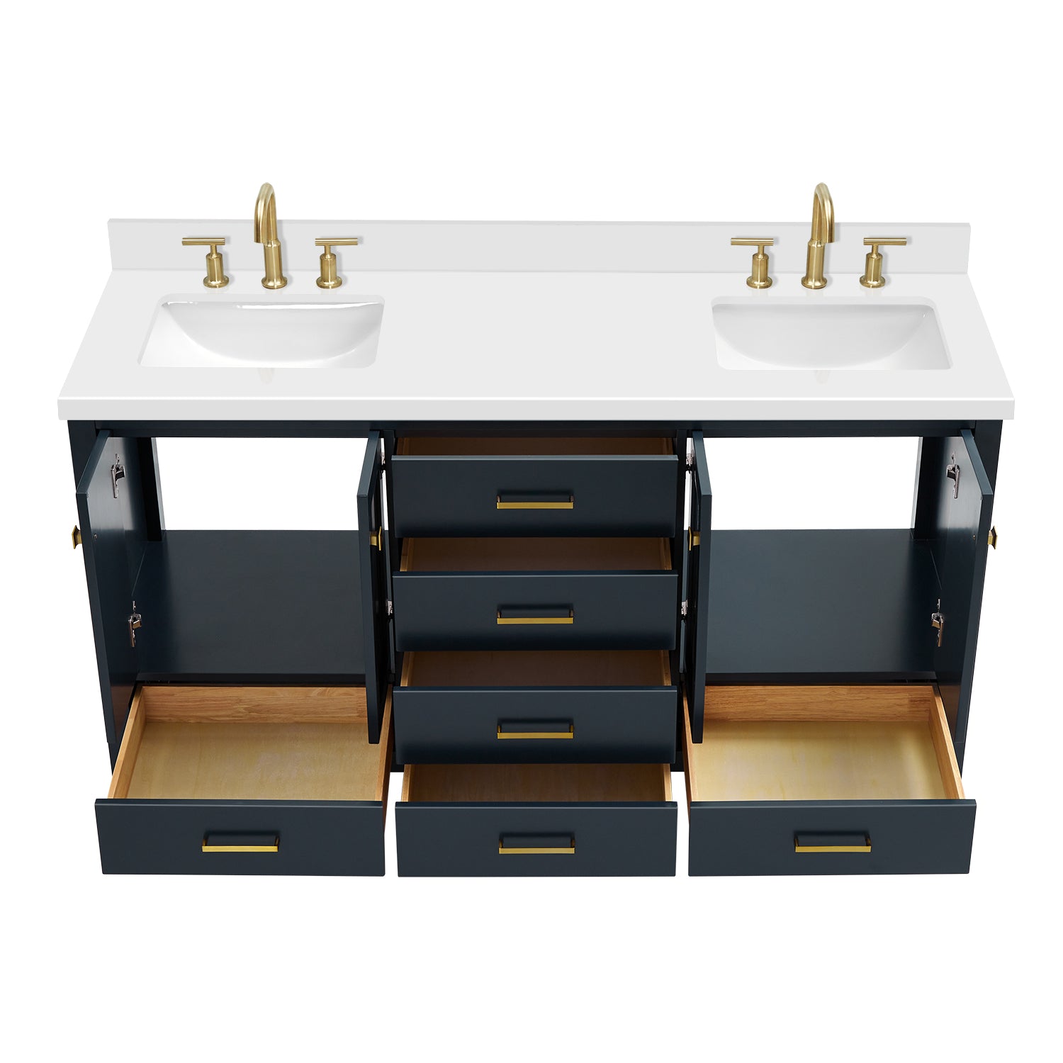 Beckford 66-Inch Midnight Blue bathroom vanity on white background – product photo 2