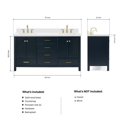Beckford 66-Inch Midnight Blue bathroom vanity dimensions