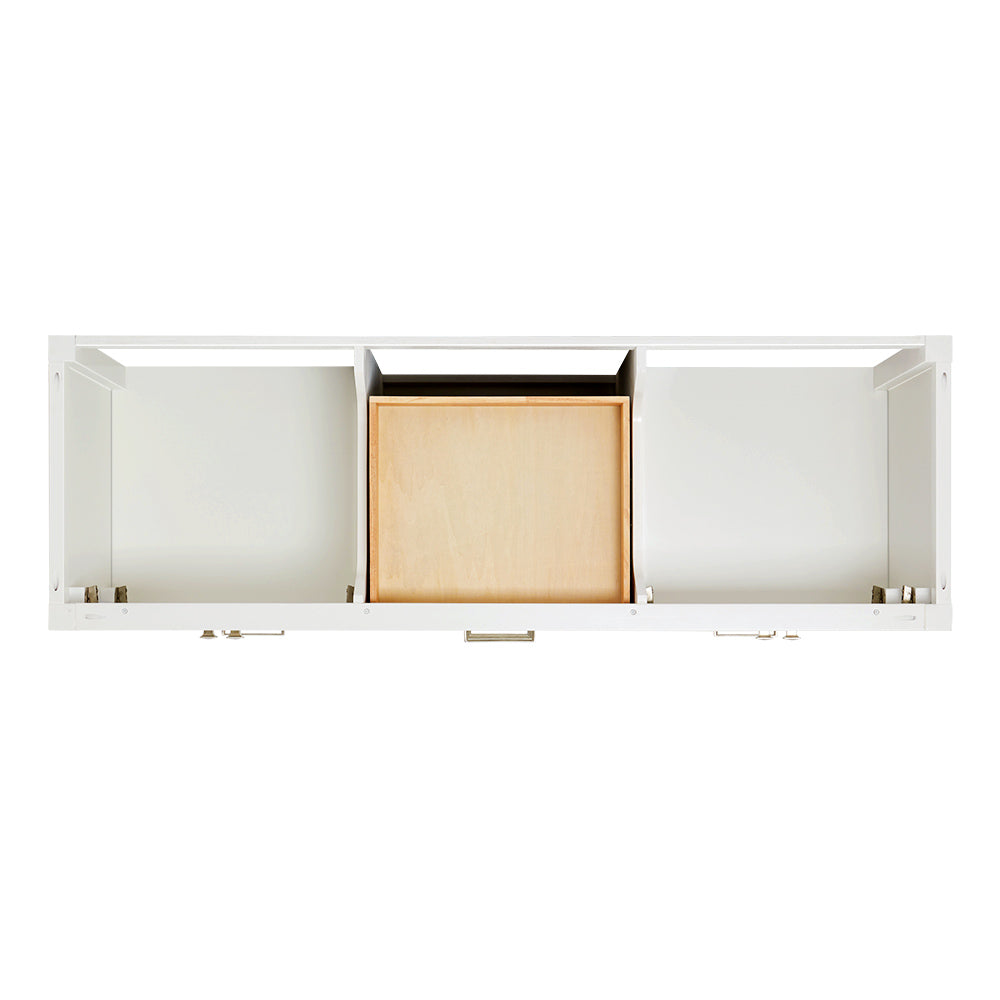 Beckford 66-Inch White bathroom vanity on white background – product photo 3