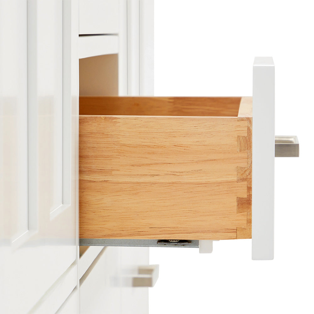 Beckford 66-Inch White bathroom vanity on white background – product photo 4