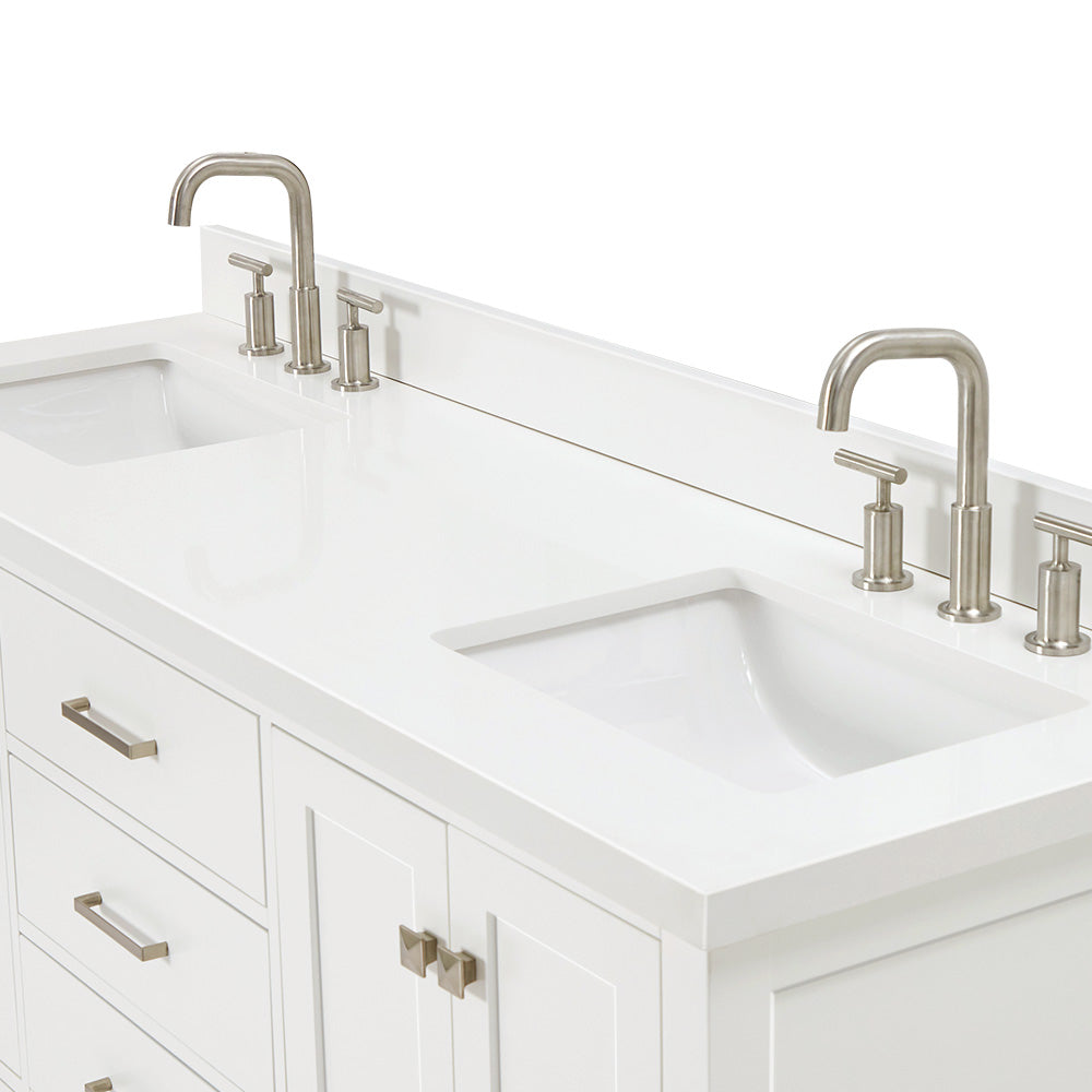 Beckford 66-Inch White bathroom vanity on white background – product photo 5