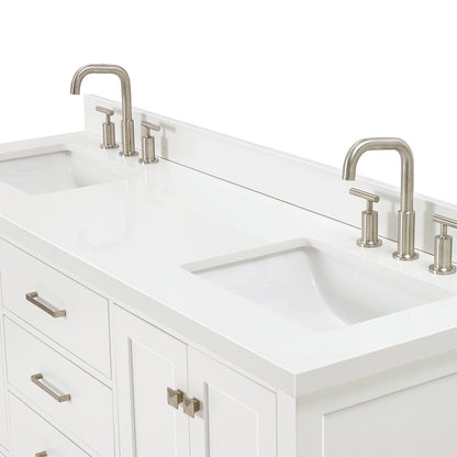 Beckford 66-Inch White bathroom vanity on white background – product photo 5
