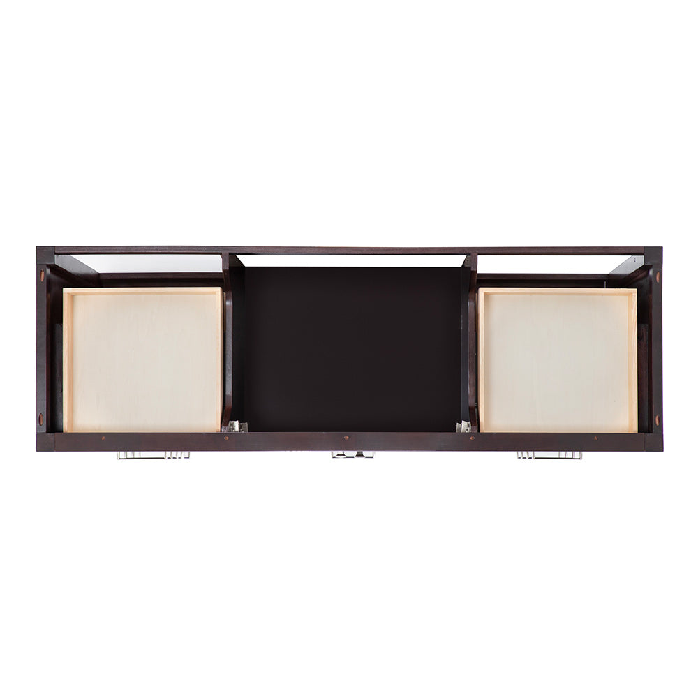 Beckford 66-inch Espresso base cabinet on white back ground top down