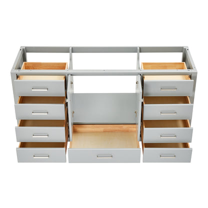 Beckford 66-inch Grey base cabinet on white back ground front view open door
