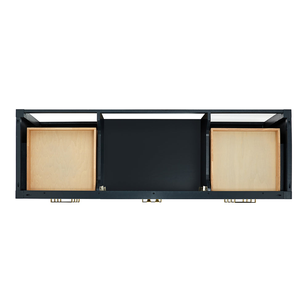 Beckford 66-inch Midnight Blue base cabinet on white back ground top down
