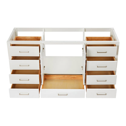 Beckford 66-inch White base cabinet on white back ground front view open door