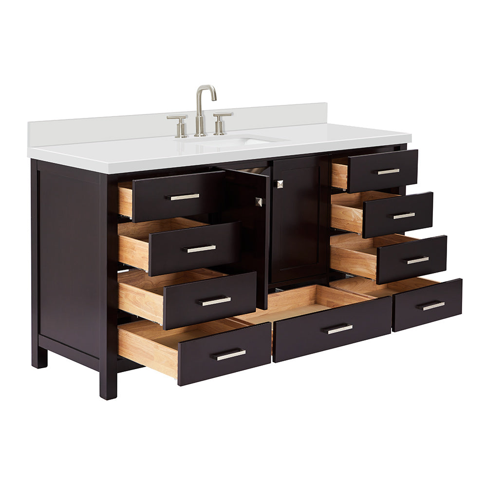 Beckford 66-Inch Espresso bathroom vanity on white background – product photo 1