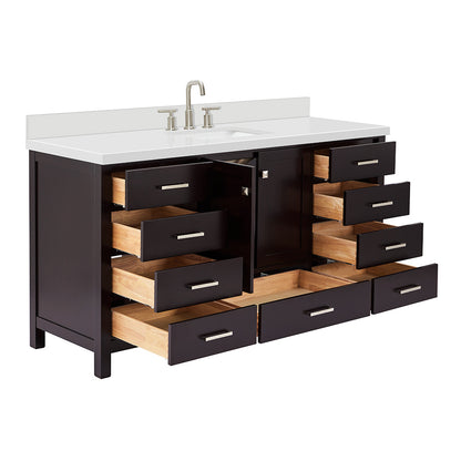Beckford 66-Inch Espresso bathroom vanity on white background – product photo 1