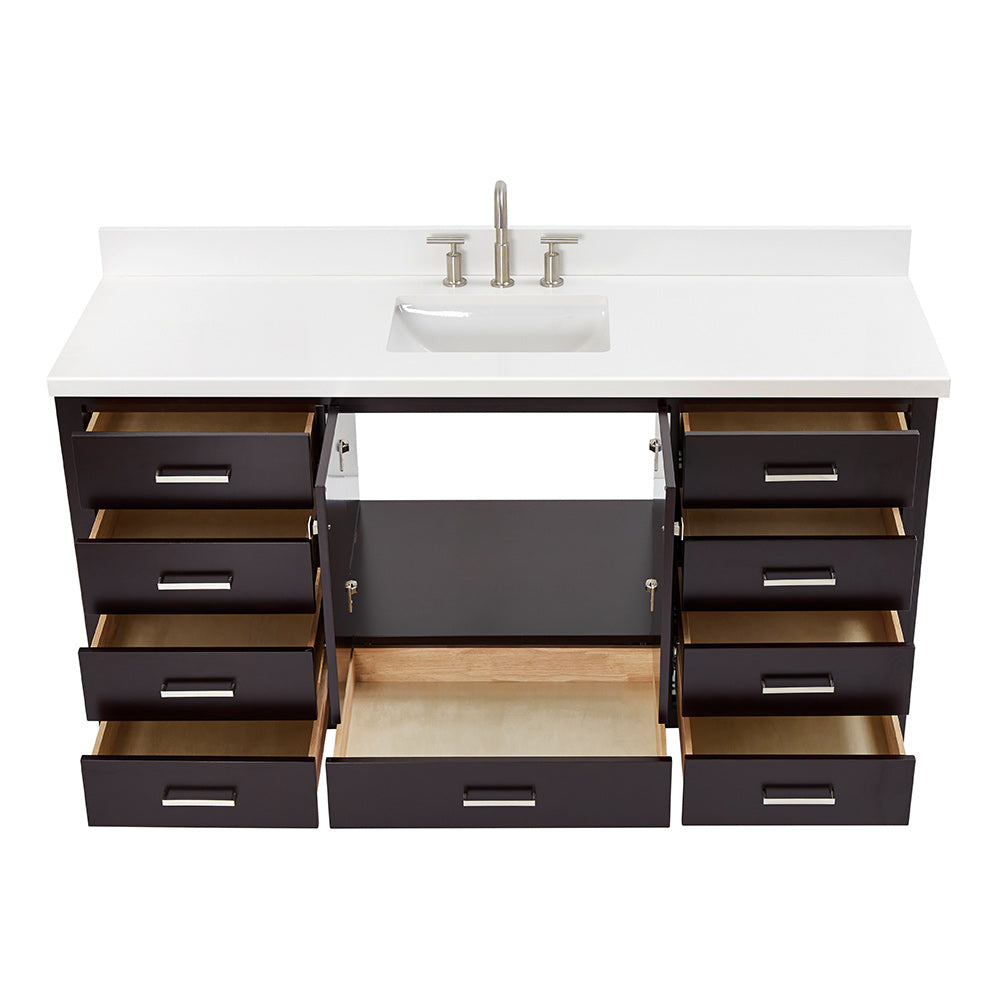 Beckford 66-Inch Espresso bathroom vanity on white background – product photo 2