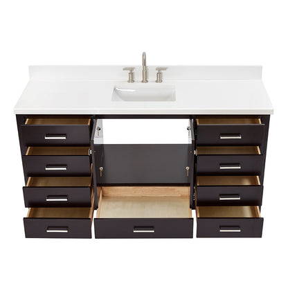Beckford 66-Inch Espresso bathroom vanity on white background – product photo 2