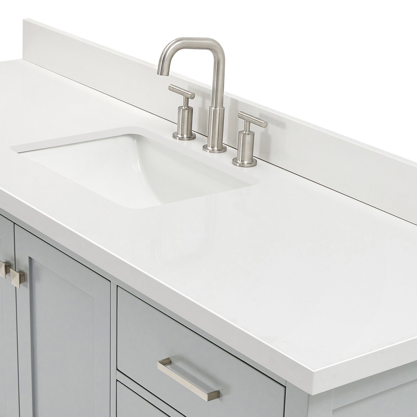 Beckford 66-Inch Grey bathroom vanity on white background – product photo 5