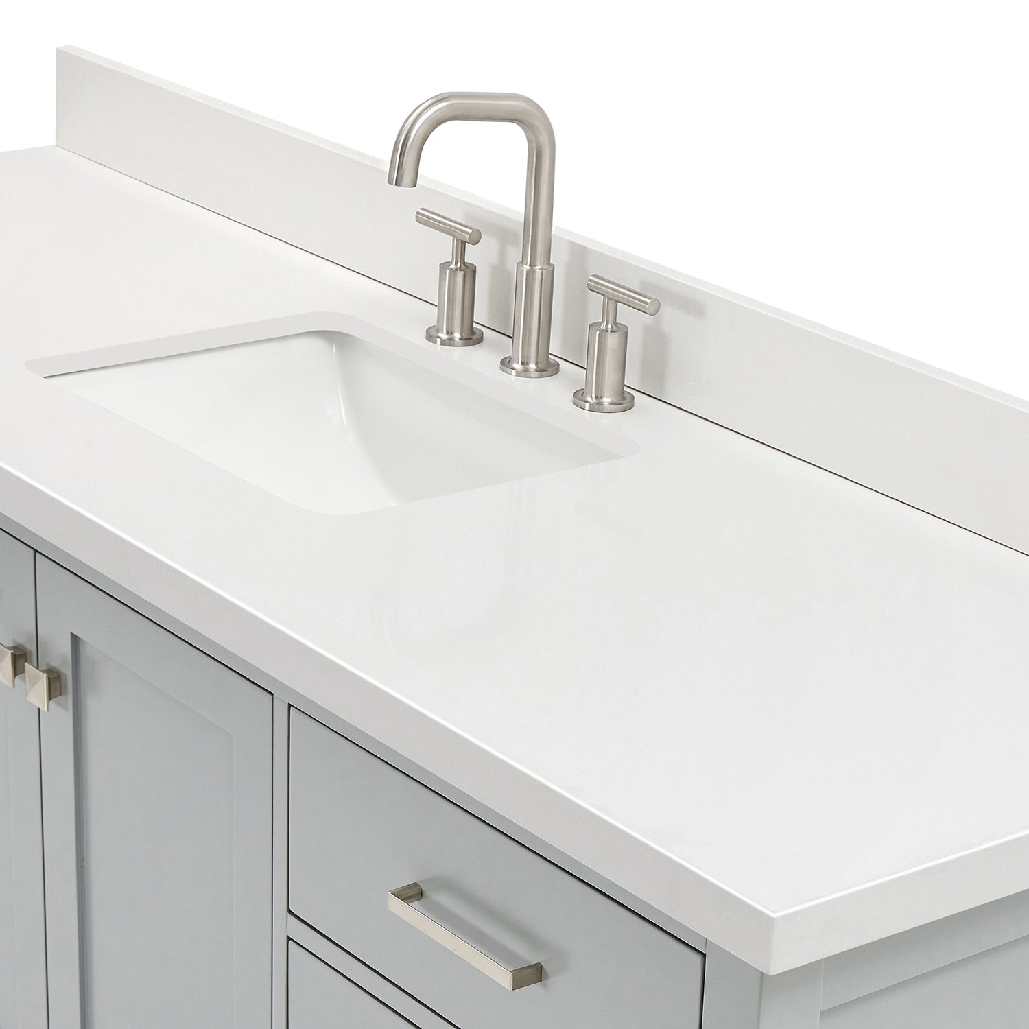 Beckford 66-Inch Grey bathroom vanity on white background – product photo 5