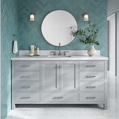 Beckford 66-Inch Grey bathroom vanity in styled bathroom setting
