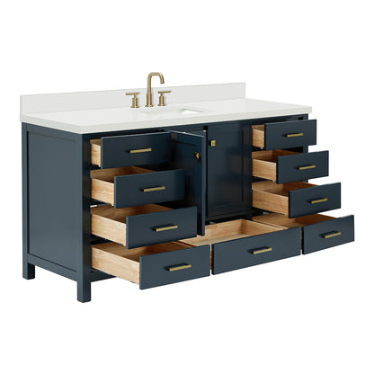 Beckford 66-Inch Midnight Blue bathroom vanity on white background – product photo 1