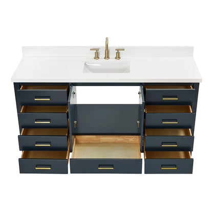 Beckford 66-Inch Midnight Blue bathroom vanity on white background – product photo 2