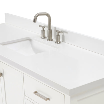 Beckford 66-Inch White bathroom vanity on white background – product photo 5