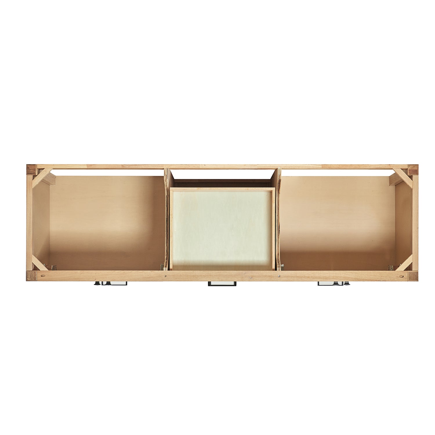 Beckford 72-inch Natural Oak base cabinet on white back ground front view open door