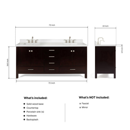 Beckford 72-Inch Espresso bathroom vanity dimensions