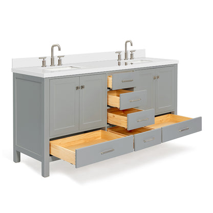 Beckford 72-Inch Grey bathroom vanity on white background – product photo 1