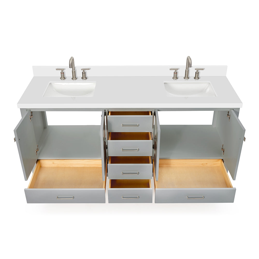 Beckford 72-Inch Grey bathroom vanity on white background – product photo 2
