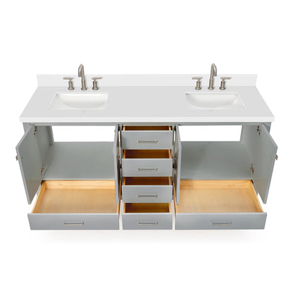 Beckford 72-Inch Grey bathroom vanity on white background – product photo 2