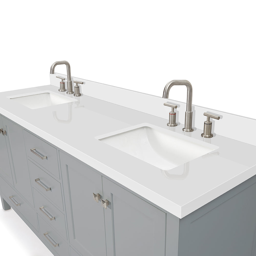 Beckford 72-Inch Grey bathroom vanity on white background – product photo 4