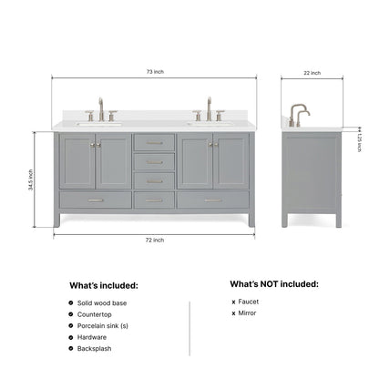 Beckford 72-Inch Grey bathroom vanity dimensions