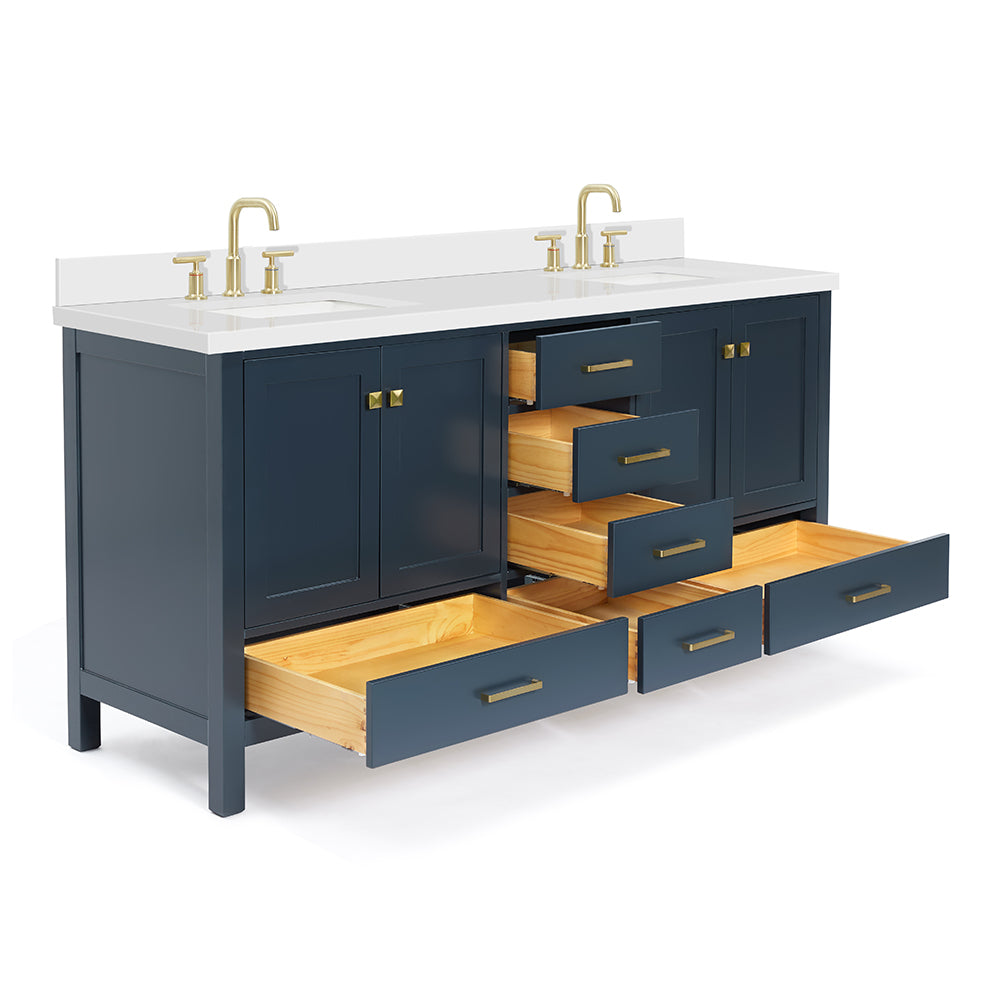 Beckford 72-Inch Midnight Blue bathroom vanity on white background – product photo 1