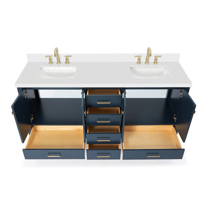 Beckford 72-Inch Midnight Blue bathroom vanity on white background – product photo 2