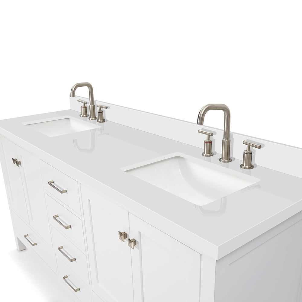 Beckford 72-Inch White bathroom vanity on white background – product photo 4