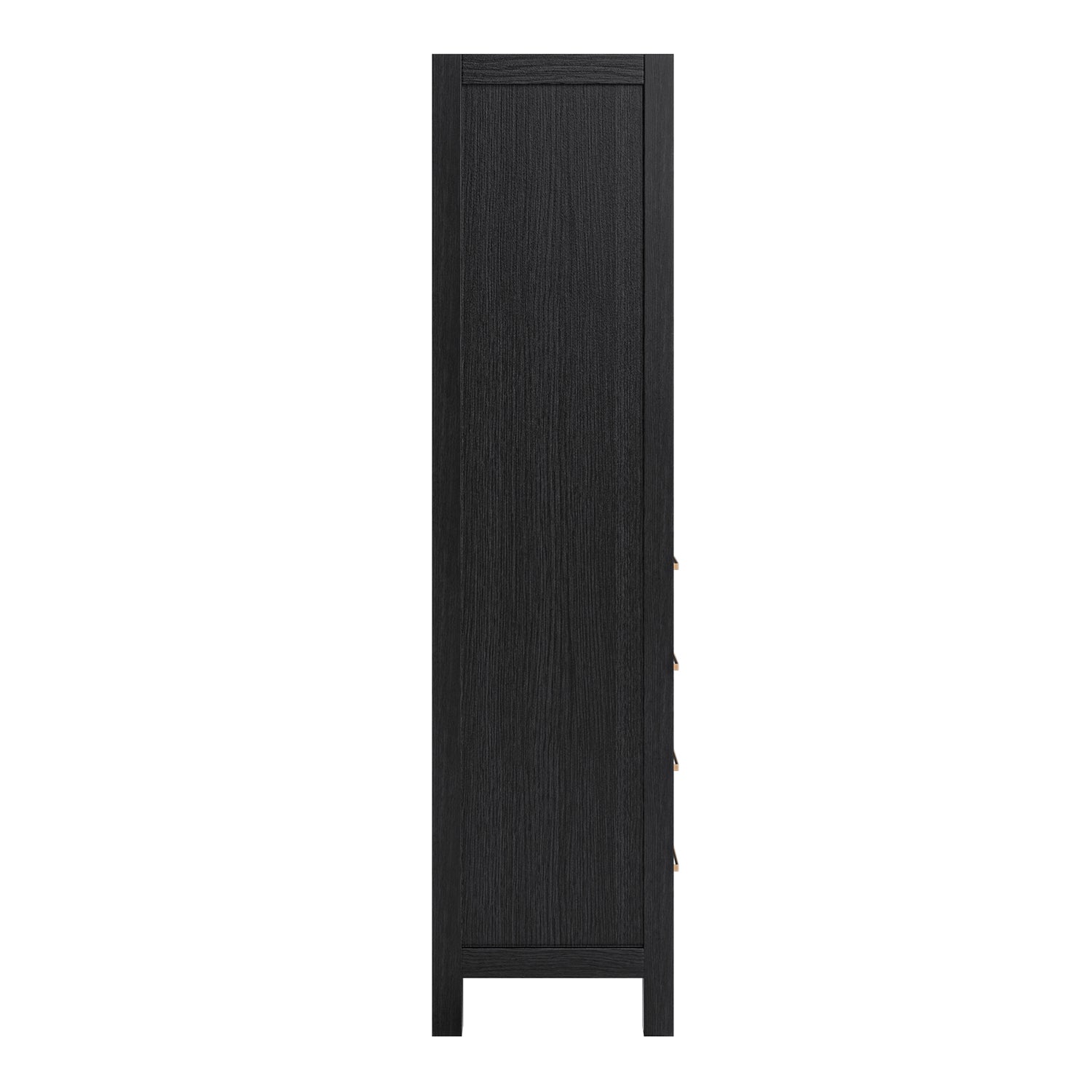 Beckford 2065-inch Brown Oak base cabinet on white back ground 90 degree side view