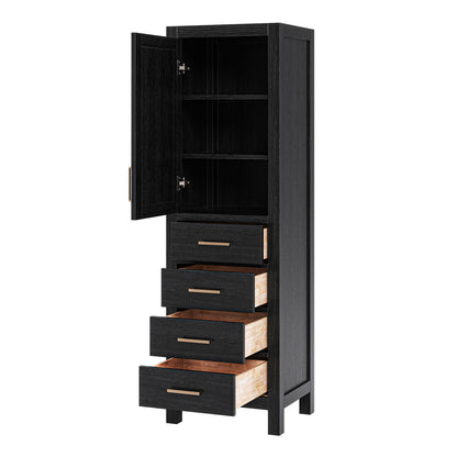 Beckford 2065-inch Brown Oak base cabinet on white back ground side view open door