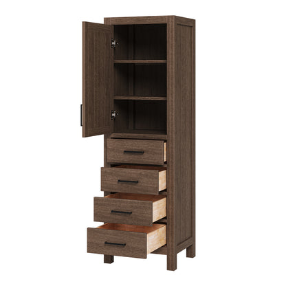 Beckford 2065-inch Brown Oak base cabinet on white back ground side view open door