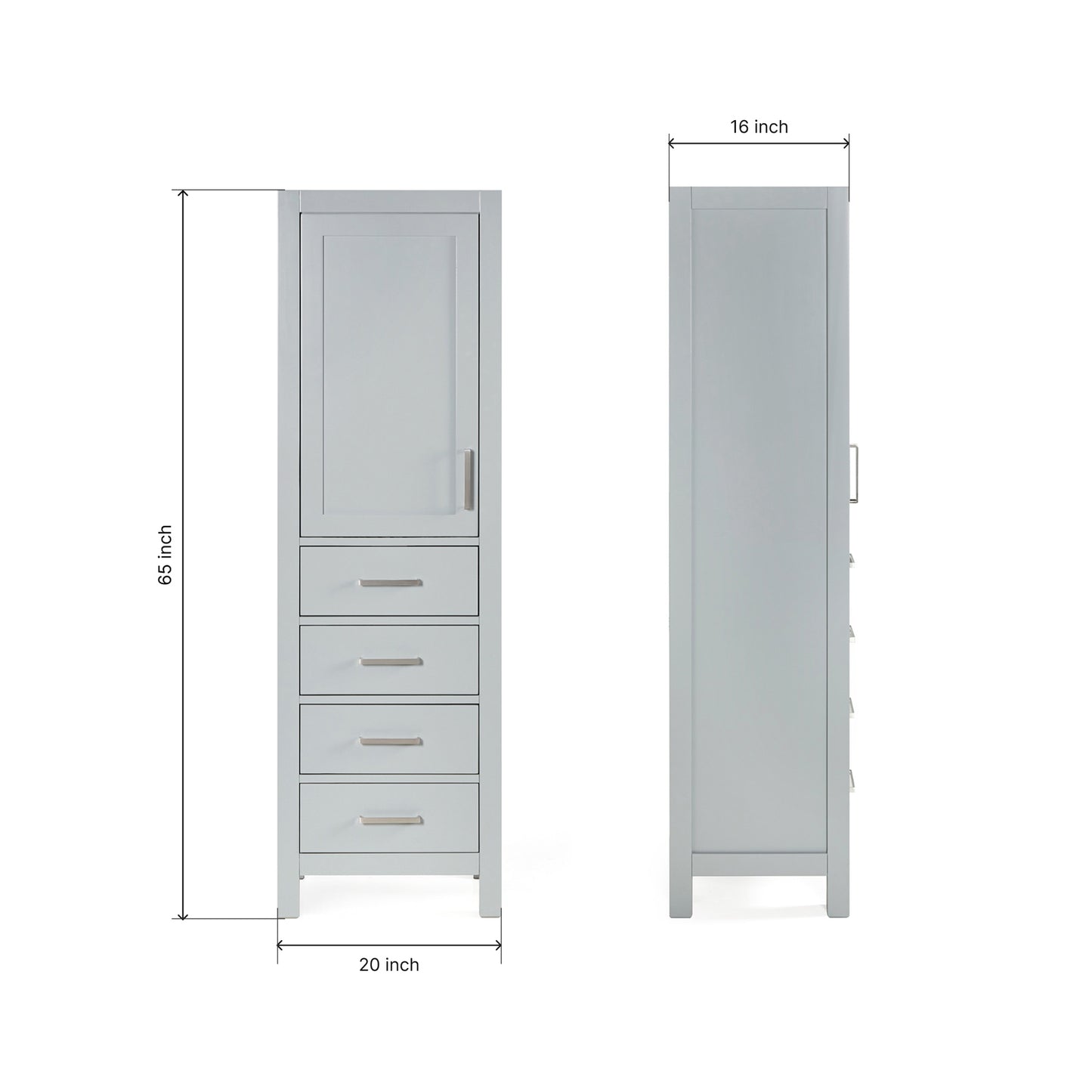 Beckford 2065-inch Grey base cabinet on dimensions