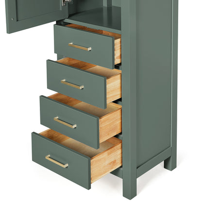 Beckford 2065-inch Vintage Green base cabinet on white back ground front view open door