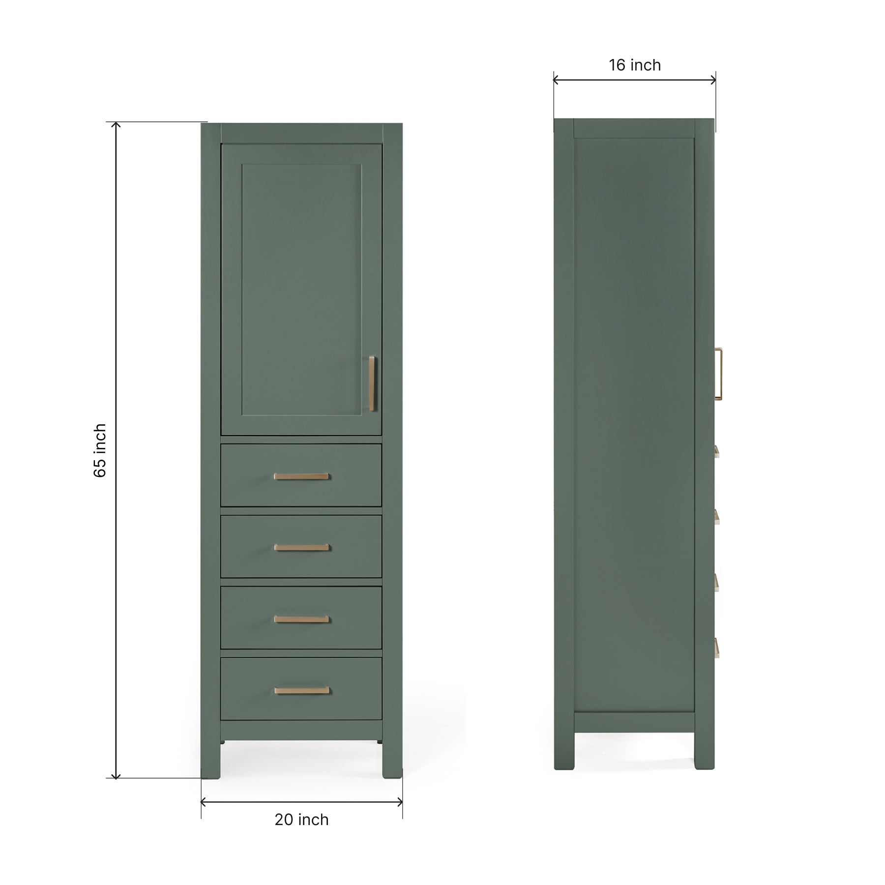 Beckford 2065-inch Vintage Green base cabinet on dimensions