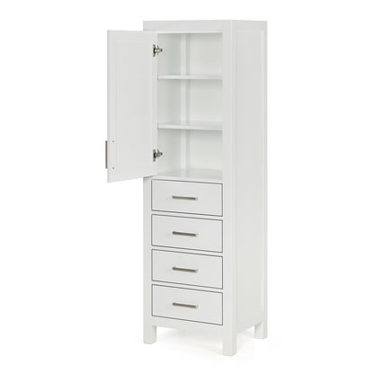 Beckford 2065-inch White base cabinet on white back ground side view open door