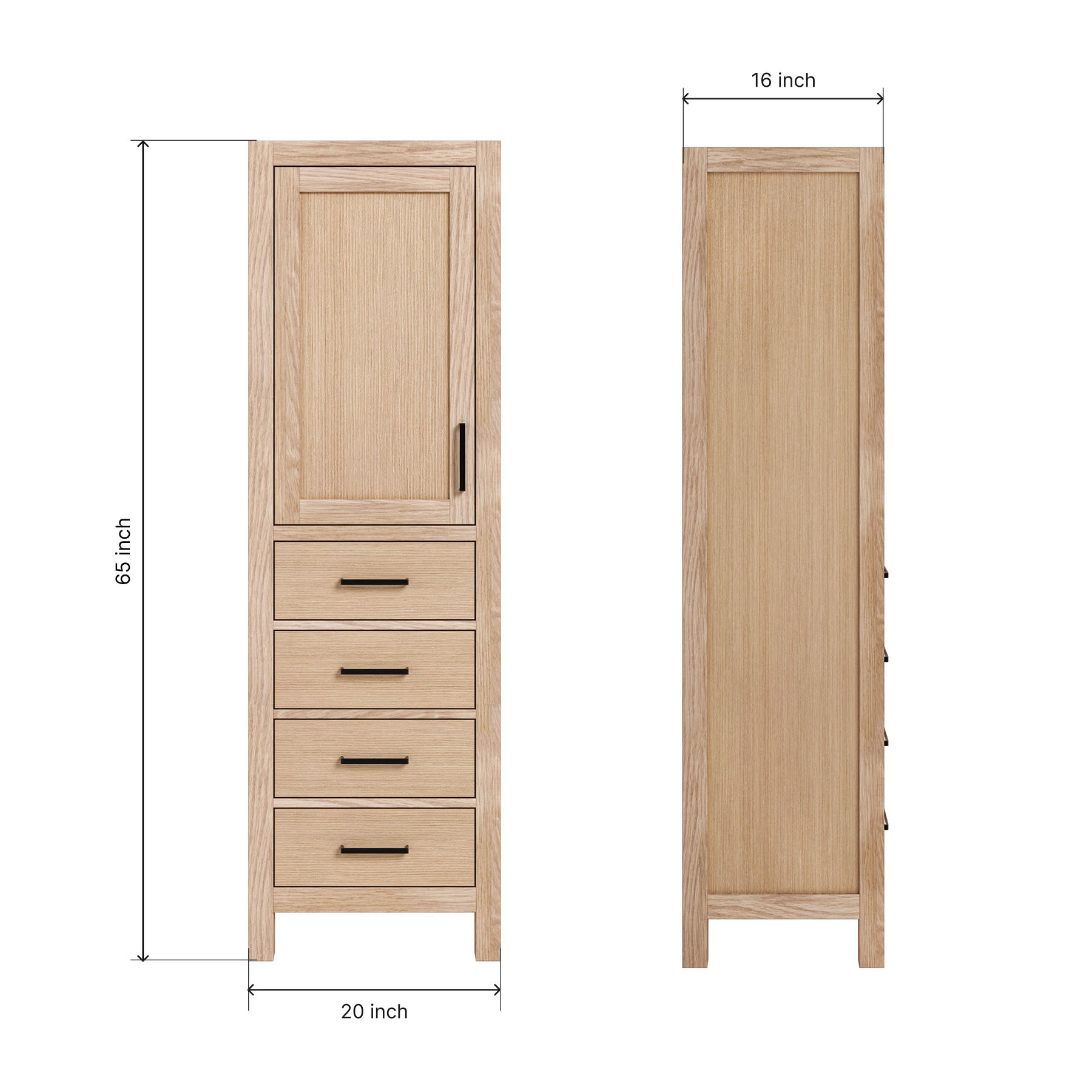 Beckford 2065-inch White Oak base cabinet on dimensions