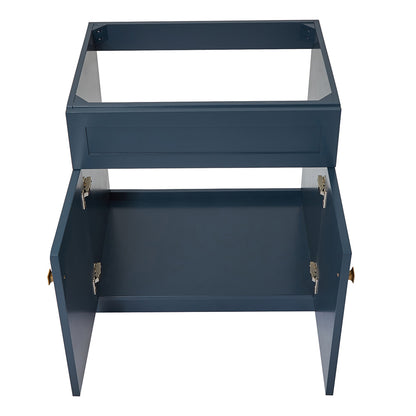 Bradford 30-inch Midnight Blue base cabinet on white back ground front view open door