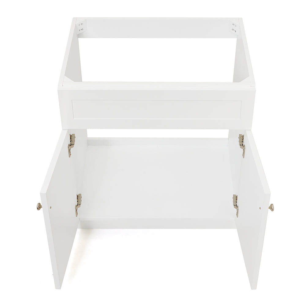 Bradford 30-inch White base cabinet on white back ground front view open door
