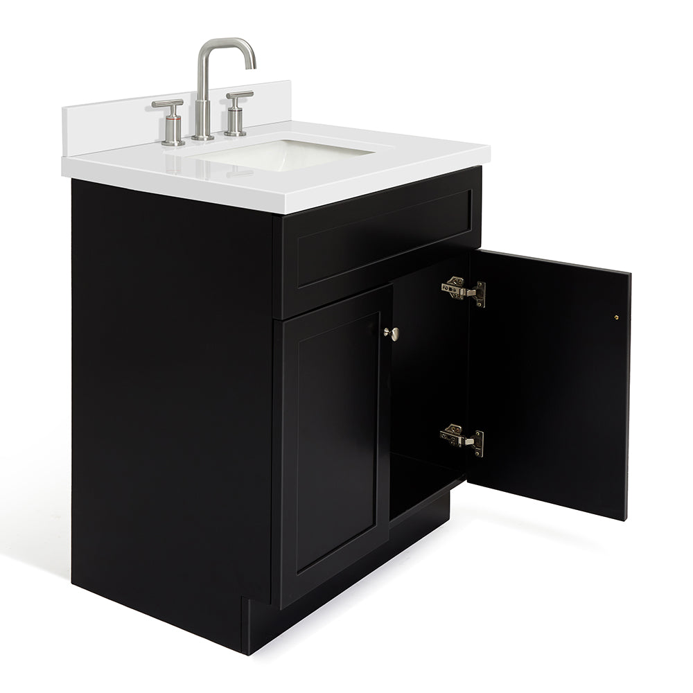 Bradford 30-Inch Black bathroom vanity on white background – product photo 1