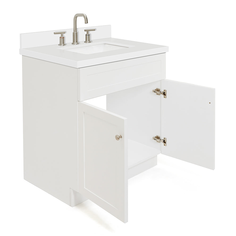 Bradford 30-Inch White bathroom vanity on white background – product photo 1