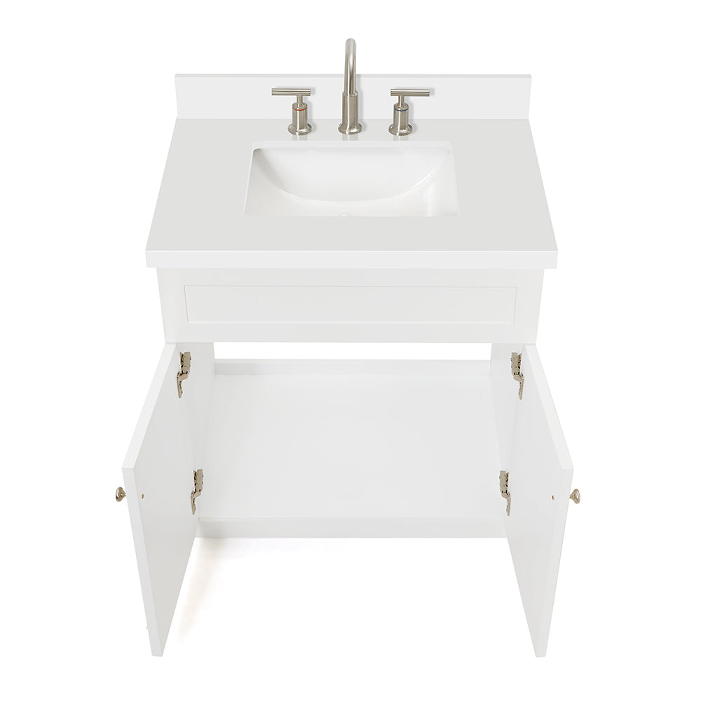 Bradford 30-Inch White bathroom vanity on white background – product photo 2