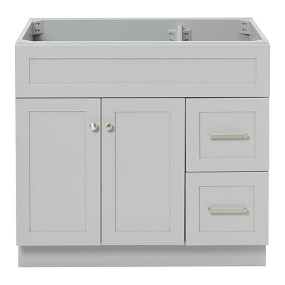 Bradford 36-inch Grey base cabinet on white back ground front view main image