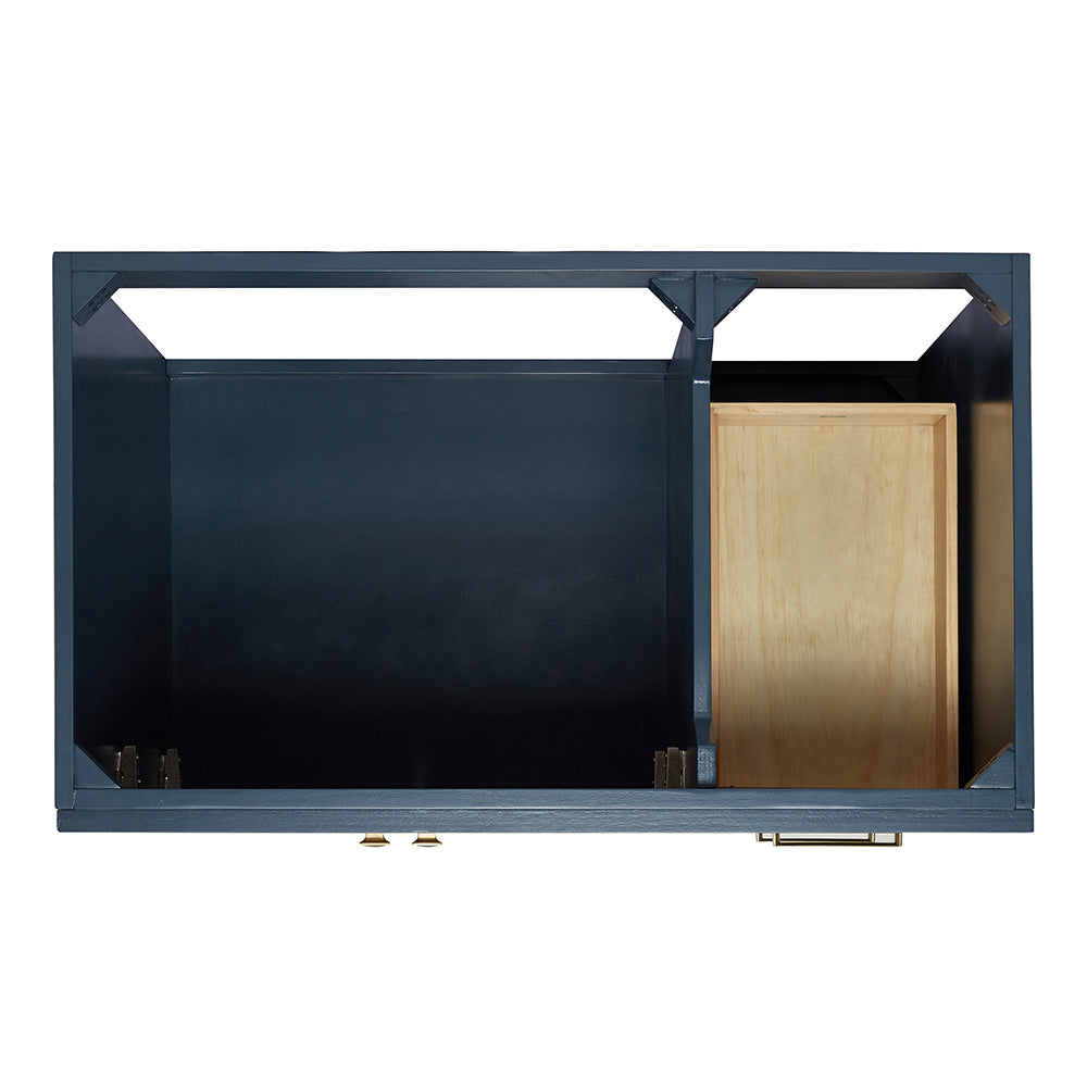 Bradford 36-inch Midnight Blue base cabinet on white back ground top down