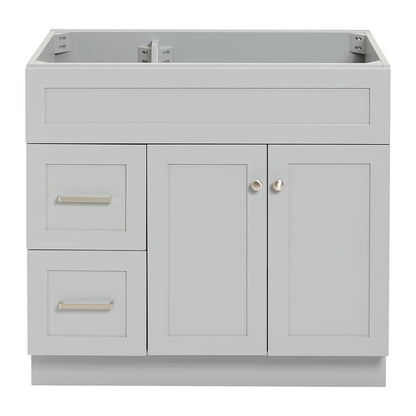 Bradford 36-inch Grey base cabinet on white back ground front view main image