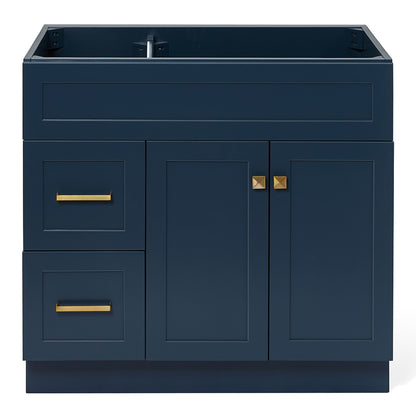 Bradford 36-inch Midnight Blue base cabinet on white back ground front view main image