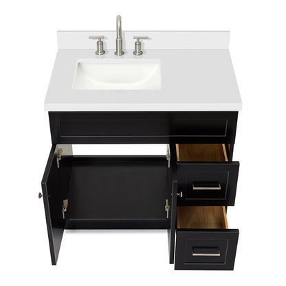 Bradford 36-Inch Black bathroom vanity on white background – product photo 2