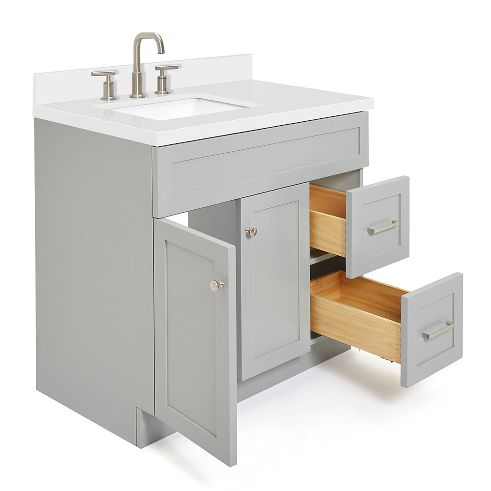 Bradford 36-Inch Grey bathroom vanity on white background – product photo 1