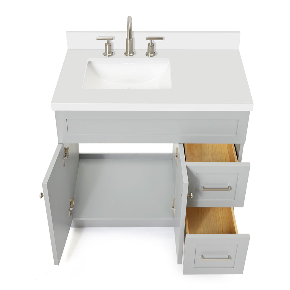 Bradford 36-Inch Grey bathroom vanity on white background – product photo 2